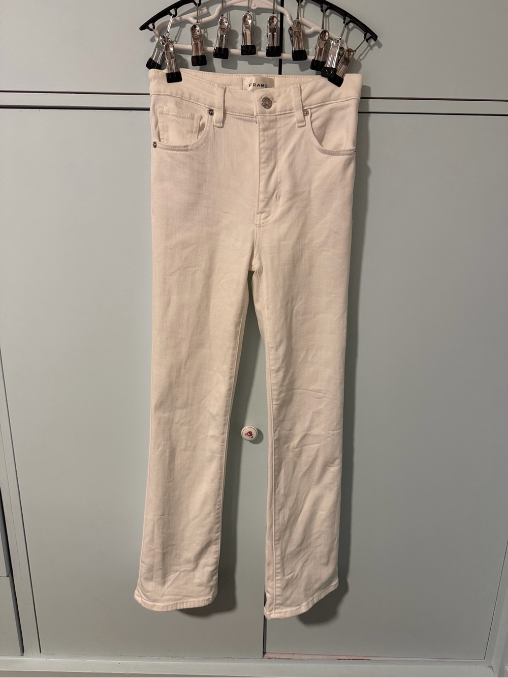 Frame Denim Cream-White High-Rise Jeans